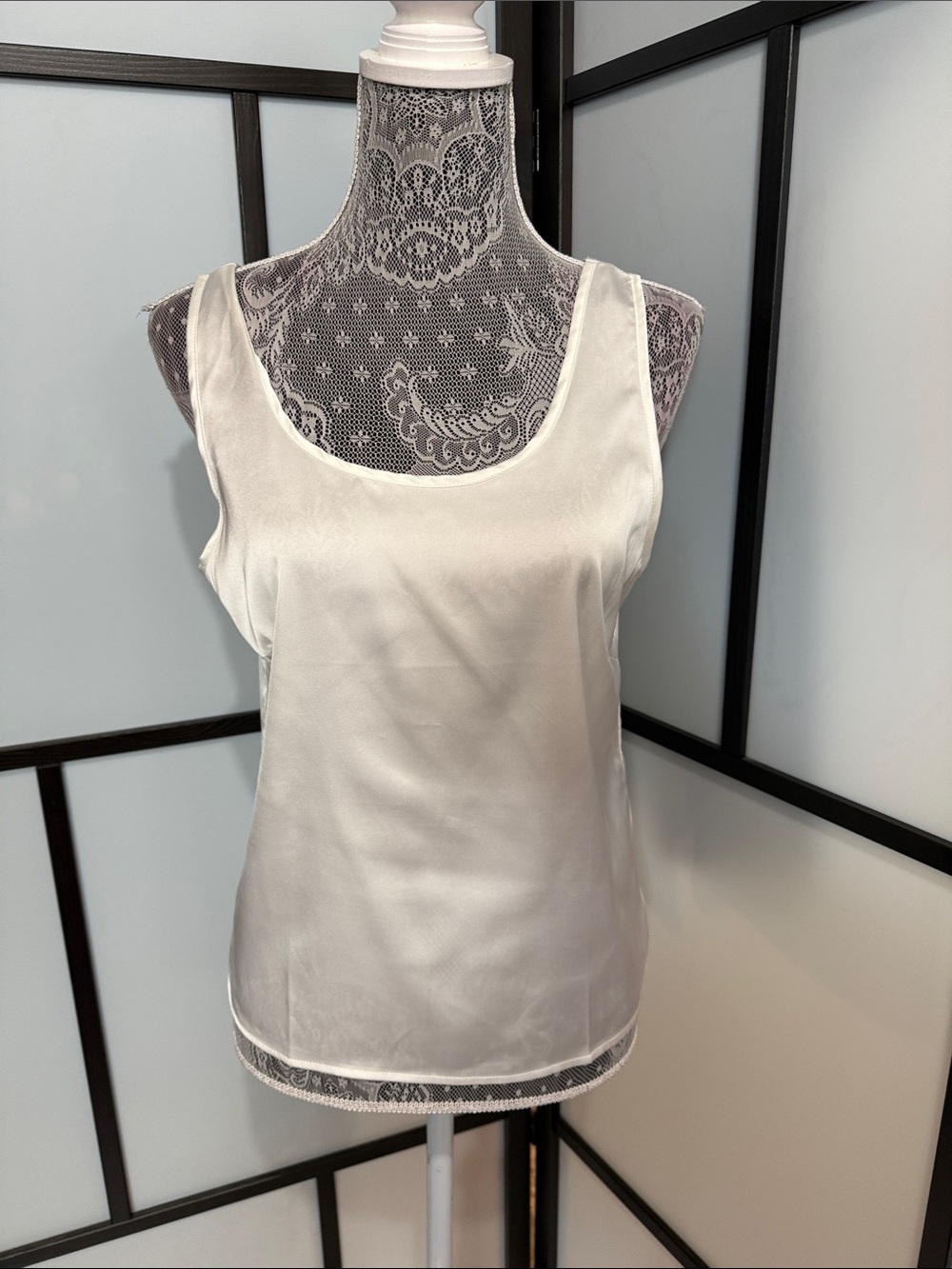 Satin Scoop Neck Camisole in White